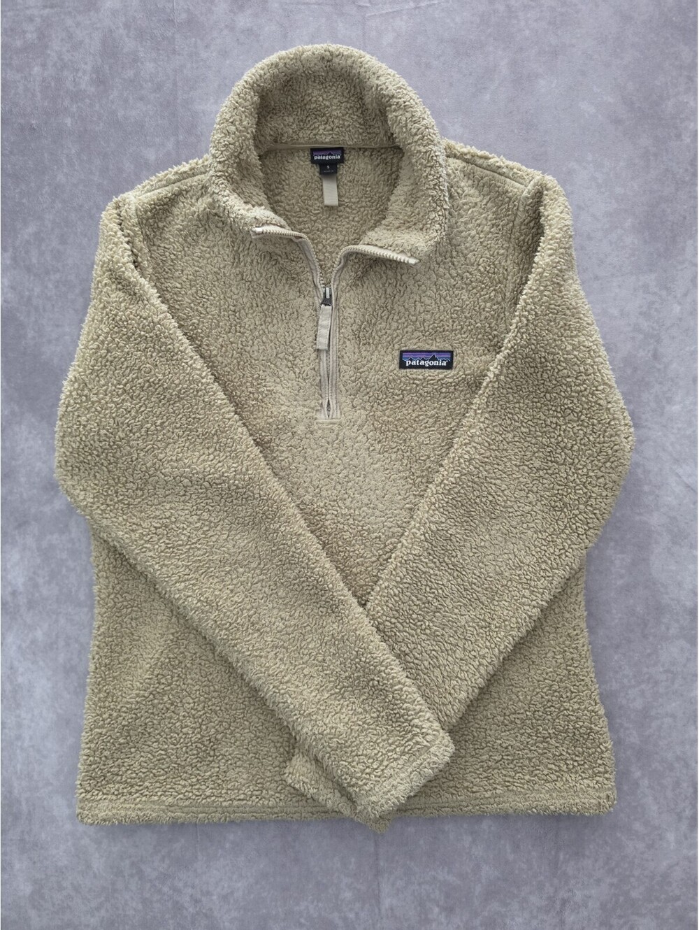 Patagonia Women's Small Tan/Beige Los Gatos 1/4 Zip Sherpa Fleece Pullover.